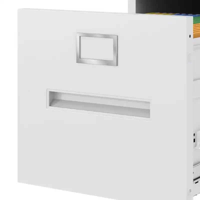 Cassettiera verticale stretta a 2 cassetti – Acciaio bianco, con serratura