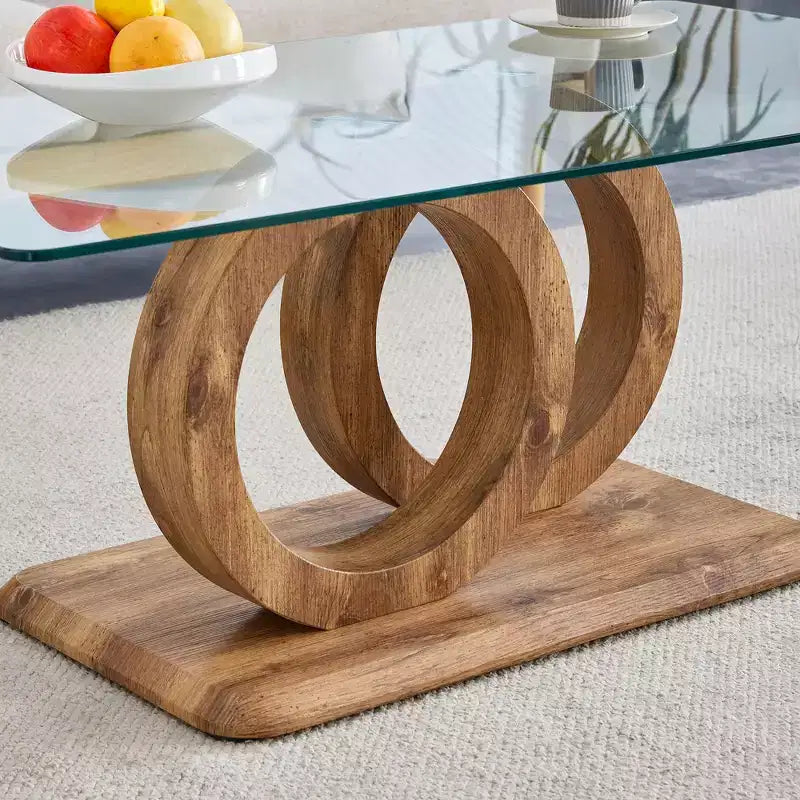 Tavolino da caffè in vetro con base ad anello – Tavolino da salotto moderno
