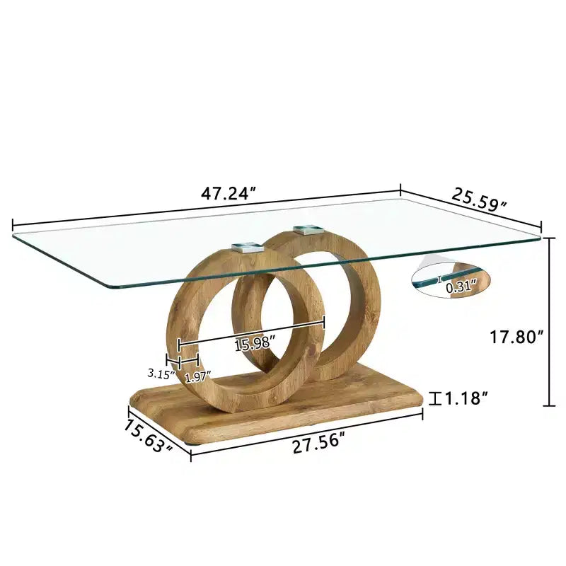 Tavolino da caffè in vetro con base ad anello – Tavolino da salotto moderno