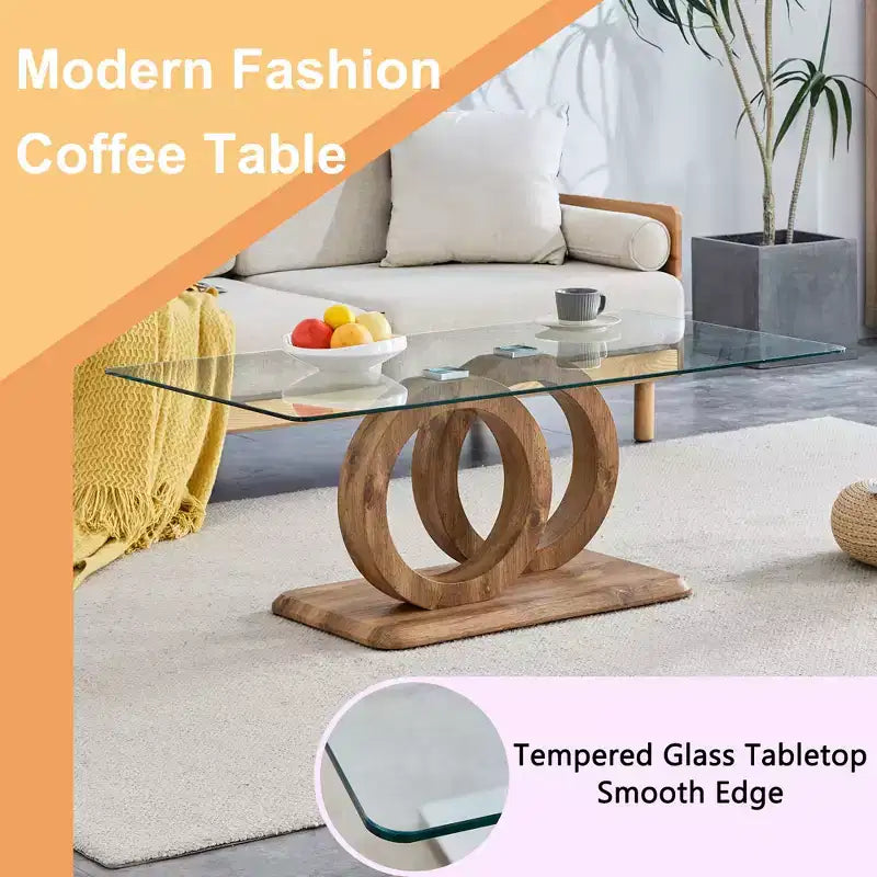 Tavolino da caffè in vetro con base ad anello – Tavolino da salotto moderno