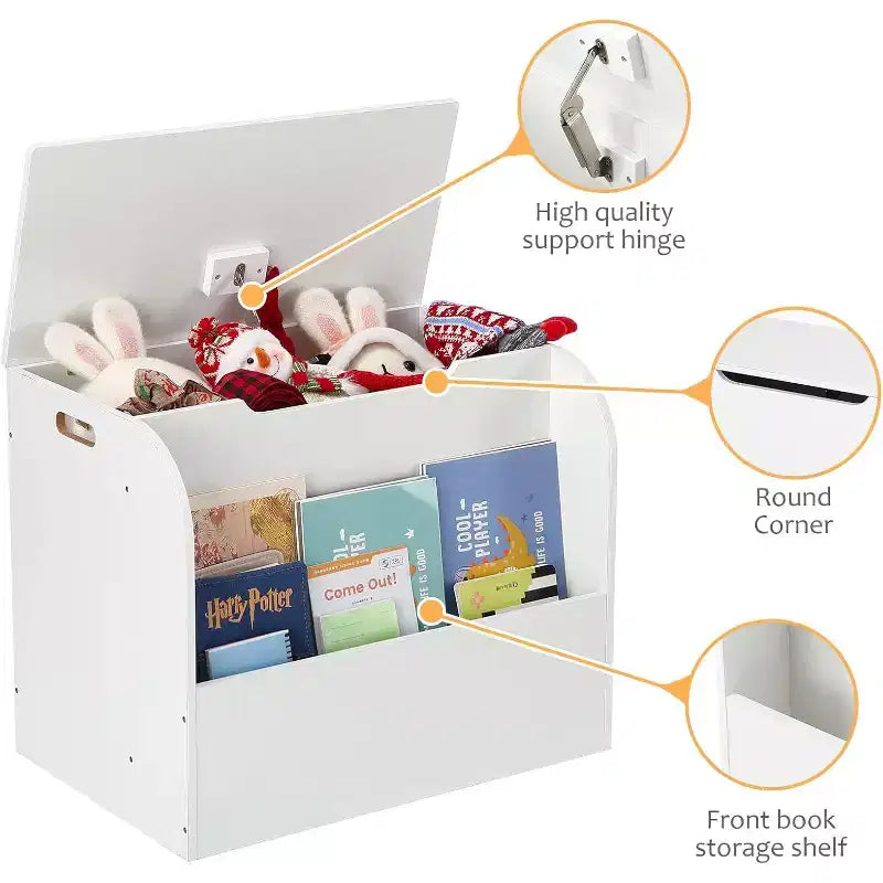 Panca e libreria 2 in 1 per bambini con 2 contenitori