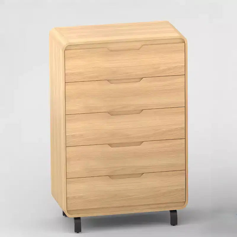 5 Drawers Dresser for Bedroom, 48 Tall Modern Wooden Clothes Dresser with Large Wood Storage, Chest of Drawers for Living Room, Hallway, Natural