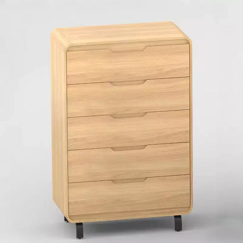 5 Drawers Dresser for Bedroom, 48 Tall Modern Wooden Clothes Dresser with Large Wood Storage, Chest of Drawers for Living Room, Hallway, Natural