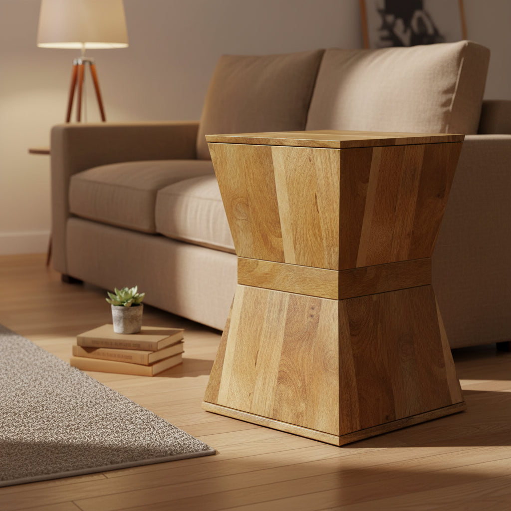WyndenHall Gladstone Side Table Natural: Modern Mango Wood End Table, Scratch-Resistant, 50lb Capacity