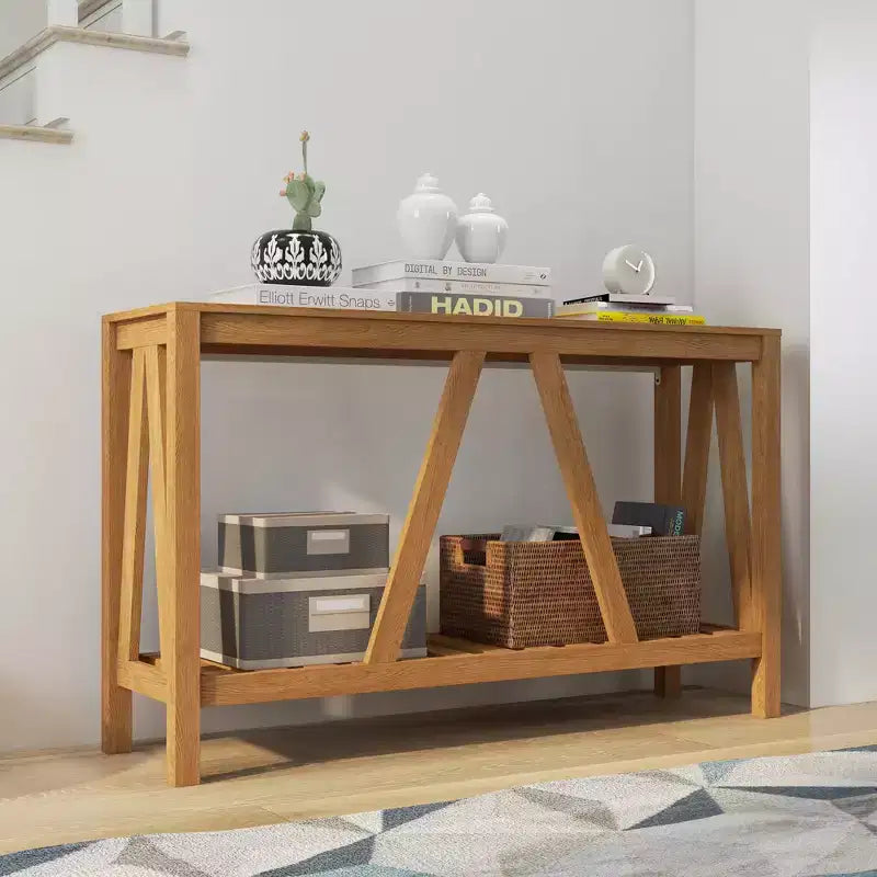 Consolle rustica con ripiano portaoggetti