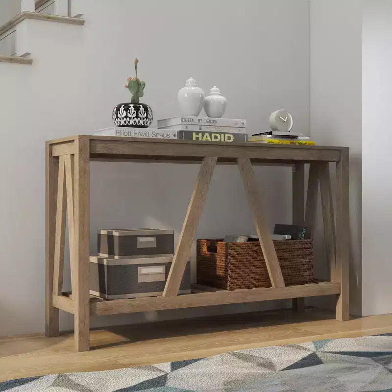 Consolle rustica con ripiano portaoggetti